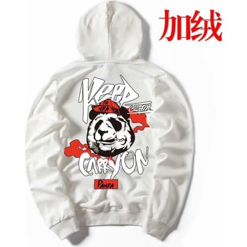 New Chinese Style Fashion Brand Hooded Hip Hop Oversized Loose Coat National Fashion Couple Sweater Men Fleece-Lined