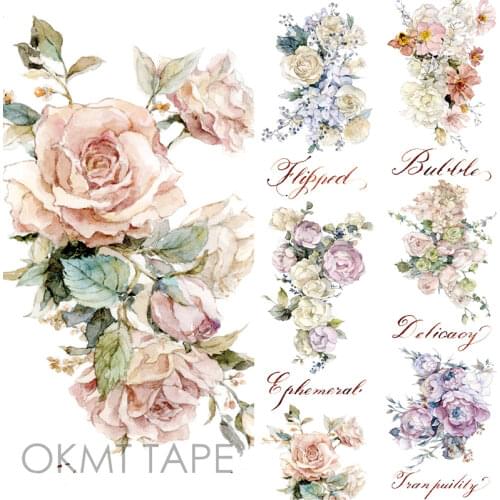 Rose Floral Washi Tape Scrapbook Sticker Flower Masking Tape Material Escolar Washitape Papelaria School Supplies