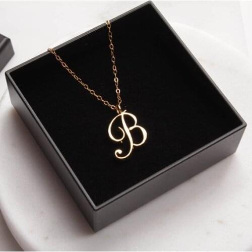 Small letter Label Simple Initial Logo alphabet B Necklace Symbol English Initials Letters Name Charm Pendant Chain Jewelry