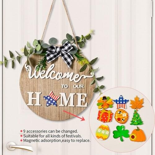 Festival Wooden Door Hanging Sign Plaque Door Hangers Sign Welcome Coffee Shop Bar Restaurant Decor Ornaments Crafts Arts