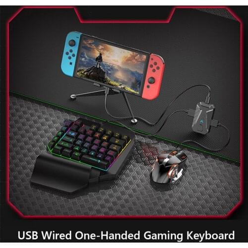 Wired Mechanical Keyboard RGB Mouse Converter Combo Set Gamer Kit with Backlight OTG Adapter for PUBG PS4/PS5/Switch/Xbox One