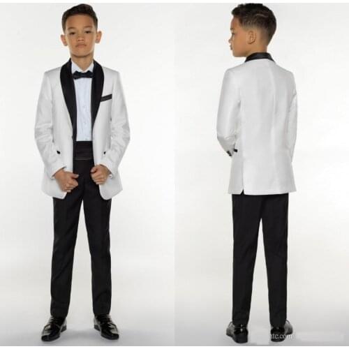 Boys Tuxedo Boys Dinner Suits Formal Suits Tuxedo for Kids Print Tuxedo Formal Occasion White And Black Boy Suits