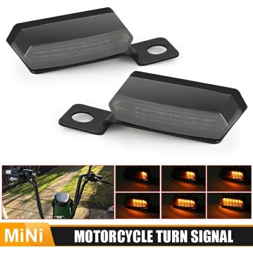 2pcs Mini Motorcycle LED Turn Signal Lamp Sequential Flowing Indicator Light Amber 12V for Harley Honda Cafe Racer Scooter ATV