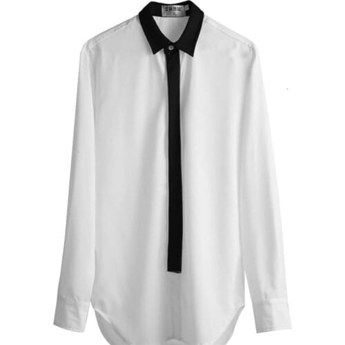Dark black niche versatile shirt mens coat black and white