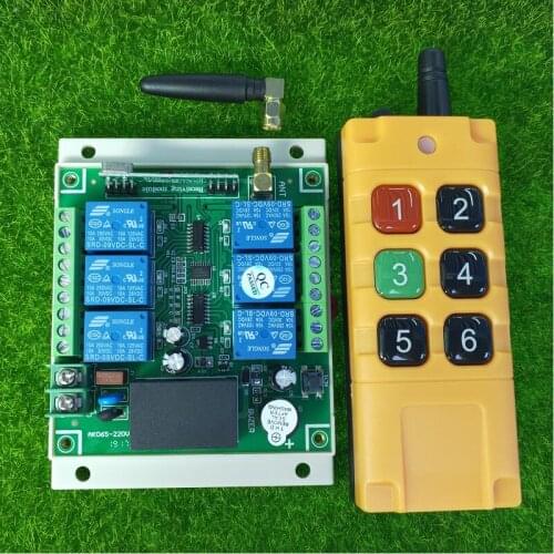 Universal RF AC 110V 220V 10A relay 6CH wireless Remote Control Switch 433mhz Long distance industrial lamps/water pumps