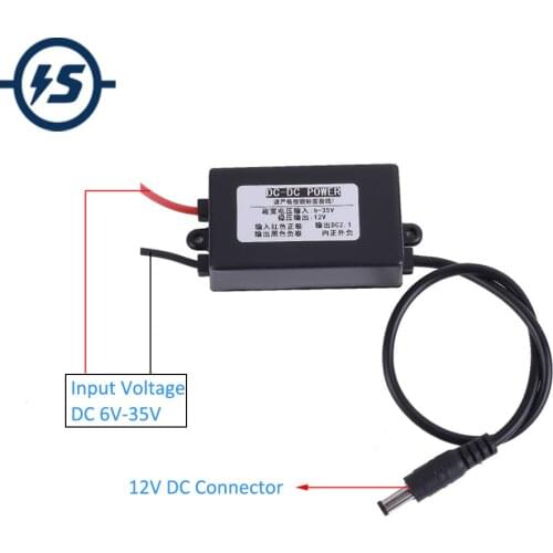 Waterproof Step Up Down Voltage Converter DC-DC 6V-35V to 12V 2A Buck Boost Power Supply Module Stabilizer with DC Connector