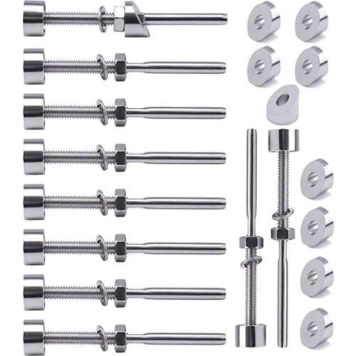 Y L Stud Receiver for 1/8" Deck Railing, Included 316 Marine Grade Dome Swage Dead End(lot of 10