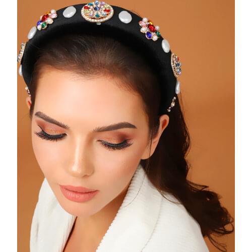 ZA Thickening Velvet Headbands Fashion Pearl Crystal Hari Hoop Solid Wide Girl Hairbands Women for Hair Accessories Headwear
