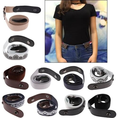 Womens Elastic Belt Stretch Belt Leather Belt Without Buckle
