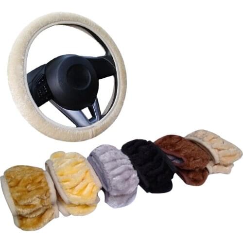Winter Warm Short Plush Car Steering Wheel Cover For 37-38 CM 14.5 "-15" Most Steering-Wheel Braid on Hand Bar No Inner Ring