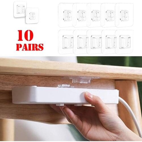 1/5/10 Pairs Double-Sided Adhesive Wall Hooks Hanger Strong Transparent Suction Cup Wall Storage Holder For Kitchen Bathroom