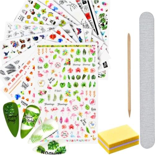 1 Set 3D Nail Slider Flower Sticker Decals Adhesive Manicure Tips Nail Art Professional Suit