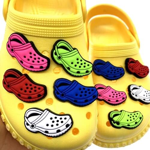 1PCS Lovely Colorful Croc Icon Shoes Charms Cartoon Silicone Hole Slipper Accessories Buckle Kids Party Gifts Fashion Decor