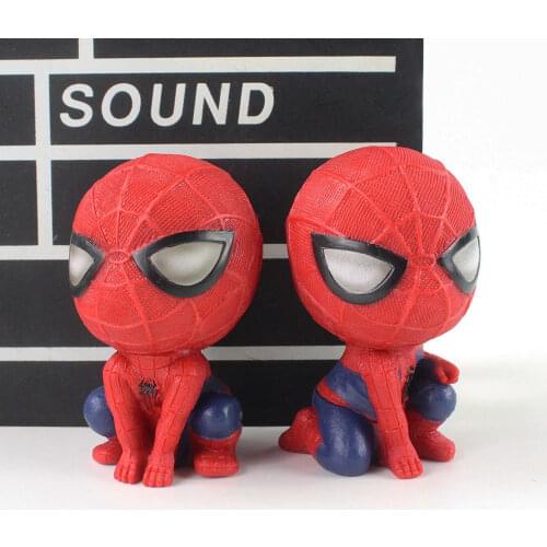 2Styles 9cm Avengers Spiderman Q Version Cute Mini Dolls PVC Marvel Super Hero Spider Man Figure Toys