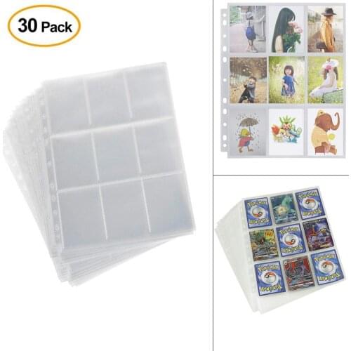 30pc Waterproof Wallets Album Pages Collection 270 Pockets Trading Gaming Card Sleeves Storage 2.7x3.6inches &c