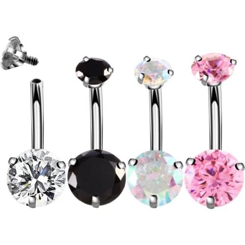 8 Pcs Surgical Steel Belly Button Rings Sexy Woman Belly Piercing Barbell CZ Zircon Navel Piercing Fashion Body Jewelry