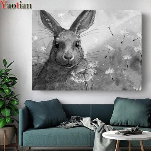 5d diy Diamond Painting Cute Rabbit Dandelion Diamond Embroidery Cross Stitch kits Needlework Diamond Mosaic Wall Sticker art