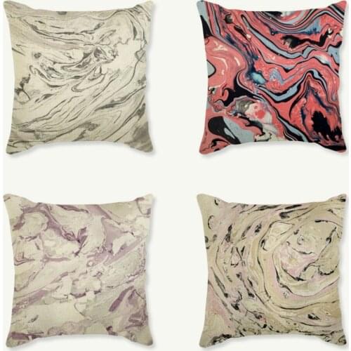White Pink Purple Marble Stone Pattern Design Home Decoration Sofa Pillow Cover Cotton Linen Outdoor Floor Pillows Cushion Cover
