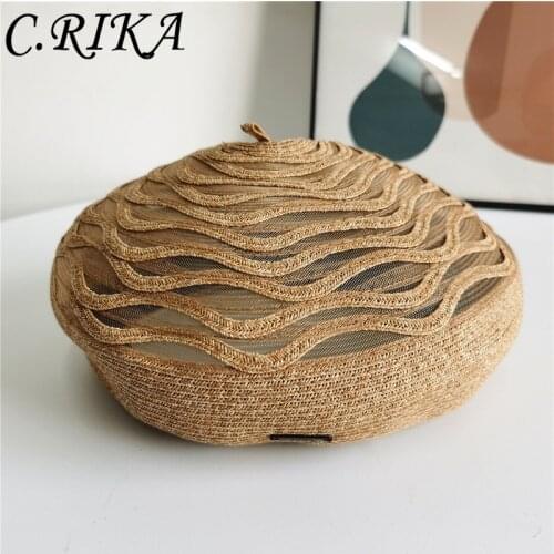 Spring Summer Style Retro Casual Mixed Color Straw Beret Hat Woven Breathable Beret Female Painter Cap Fashion Sun Hat