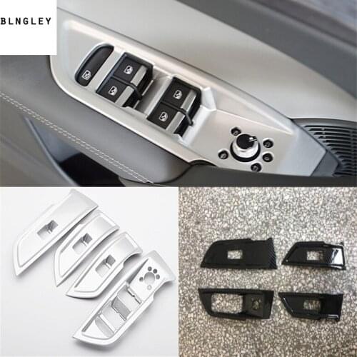 4pcs/lot ABS Chrome or carbon fiber grain car Window lift switch panel decoration cover for 2018 AUDI Q5 car accessories