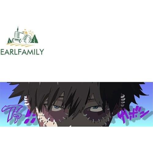 EARLFAMILY 13cm x 3.9cm for My Hero Academia Dabi Peek Vinyl Car Stickers Waterproof Surfboard Personality Laptop Decoration
