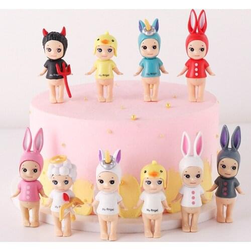 Unicorn Decoration Childrens Day Party Birthday Cake Decor Doll Little Angel Devil Cute Kawaii Action Figure Toys Cake Toppers