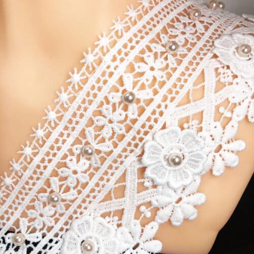 HWARM 10yard 8cm 3D African Lace Fabric Ribbon With Beads DIY Wedding Decoration Sewing Trim Skirt Clothing Curtain Accessories