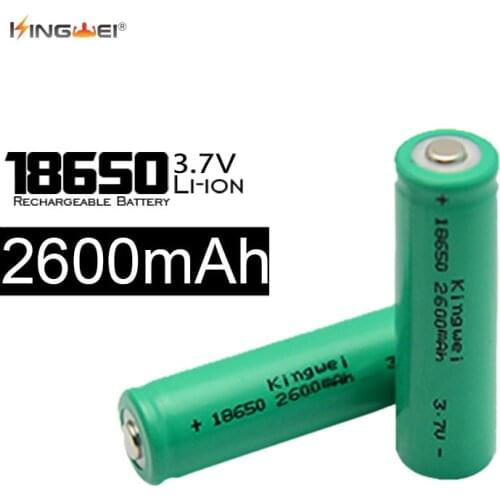 KingWei Environment-Friendly Battery 18650 Green 2600mah 3.7v Li-ion Rechargeable Pointed Cell Battery
