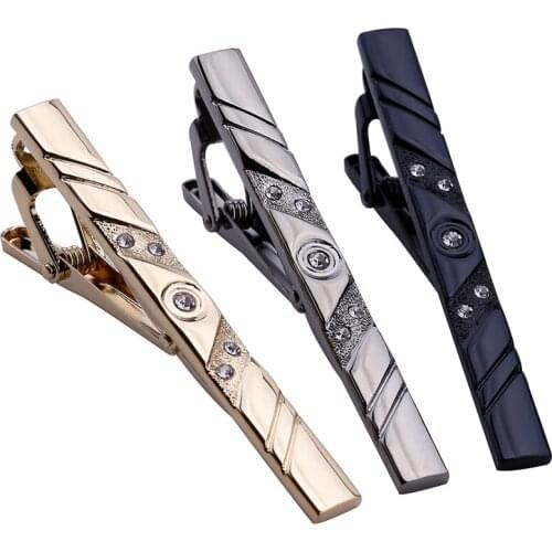 3pcs Mix Color Mens Stainless Steel Classic Necktie Tie Clips Bar Set for Regular Ties 2.3 Inch