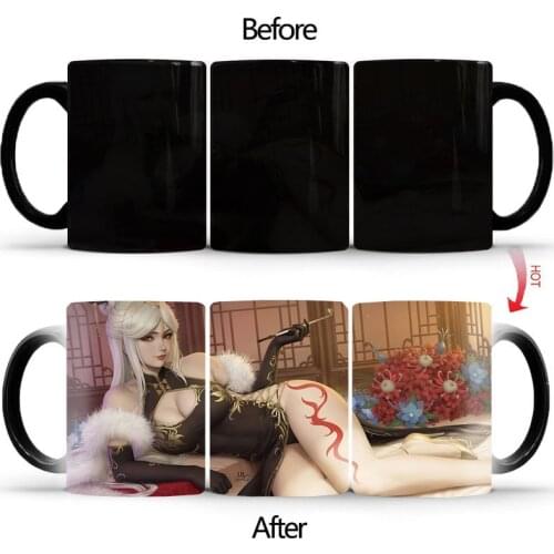 Creative Color Changing Mug Cheongsam witch Heat Sensitive Cup Ceramic Drinkware For Tea Milk Coffee Mugs BSKT-069
