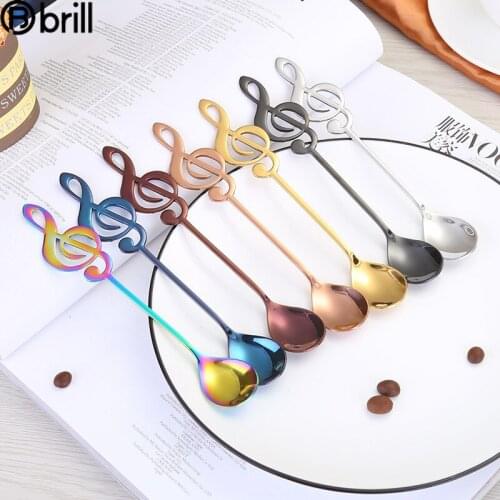 Creative 304 Stainless Steel Spoon Musical Note Coffee Dessert Spoon Set Stirring Spoons Kawaii Kitchen Accessories Tiny Spoons