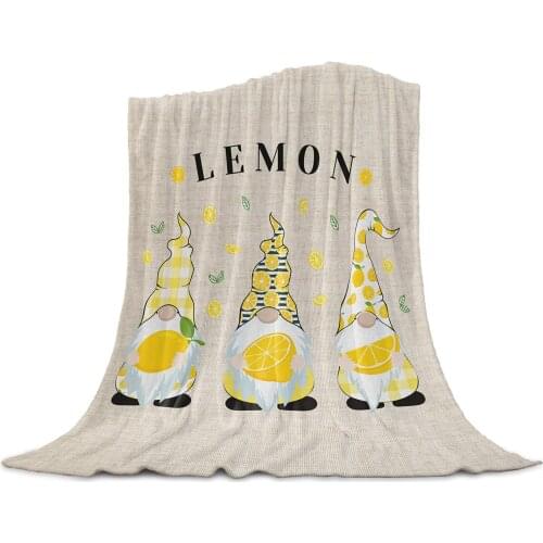 Summer Idyllic Lemon Dwarf Throw Blanket Portable Travel Soft Blanket Home Decor Microfiber Flannel Blankets for Beds