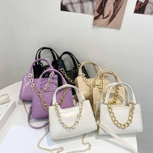 Fashion Women Alligator Pattern Shoulder Crossbody Messenger Bag Casual Ladies PU Leather Top-handle Solid Color Chain Handbags