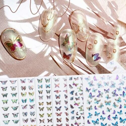 Butterfly Nail Stickers 3D Colorful Cool DIY Stickers Waterproof Watermark Cute Decoration Manicure Nail Sticker Paper Summer