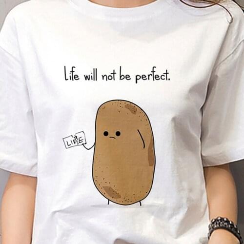 New summer cute t shirt women fashion Potato philosophy Harajuku Short Sleeve t-shirt White Thin section Tshirt Tops clothing