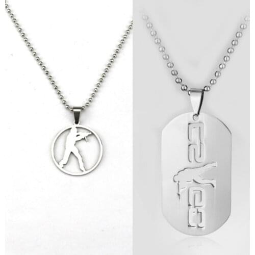 CS GO Necklace Counter Strike CSGO Logo Dog Tag Silver Color Pendant Fashion New Statement Stainless Steel Jewelry Men Wholesale