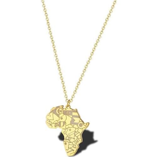 RIR Africa Country Map Necklace Golden African Tribal Map Pendant Africa Details Continental Custom Jewelry Fathers Gift