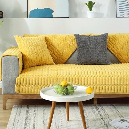 Plush Cushion Cover Couch Thicken Sofa Towel LatticeSoft Covers for Living Room 3-seater Couch Cover Furniture Protective Cover