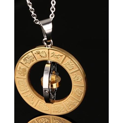 Modyle Constellation Chart Pendant For Men Gold-Color Vintage Stainless Steel Pendants Necklaces