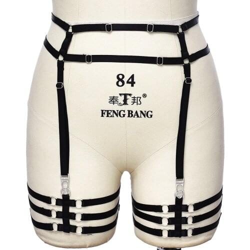 Pole Dance Rave Wear Garter Body Harness Black Bondage Stockings Garter Adjustable Suspender Belt Women Sexy Lingerie Cage