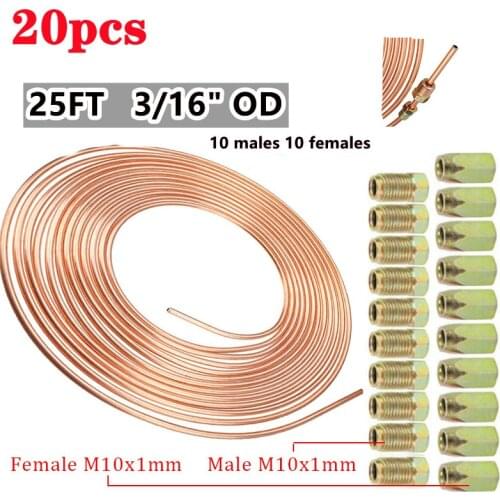 Mosquito Coil Brake Pipe 25FT 7.62m Roll Tube Coil Pipe Nut 3/16" OD Copper-nickel Brake Pipe Hose Pipeline Pipe Anti-rust