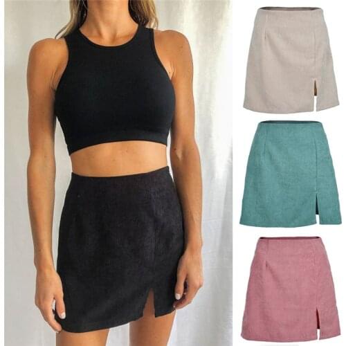 S/M/L/XL/XXL Autumn Winter Womens High Waist Skirt Female Elegant Sexy Mini Vintage Corduroy Slim Ladies A-Line Short Skirt