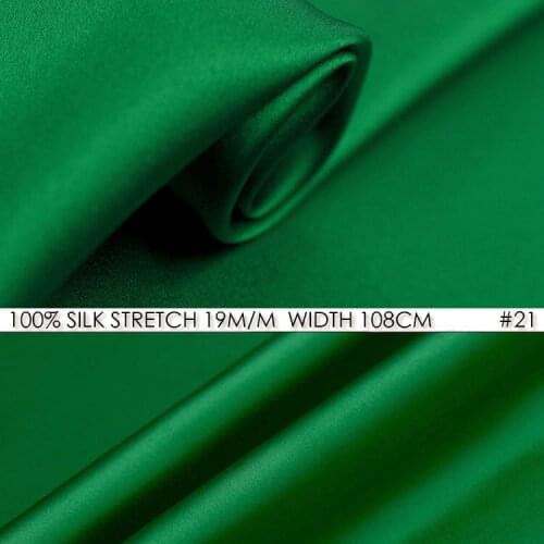 SILK STRETCH SATIN Fabric 108cm width 19momme Pure Silk Fabric Free Shipping Wholesale MOQ 1 meter Bamboo Green NO 21