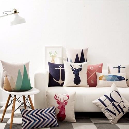 Nordic Home Decor Pillows Mordern Decoration Aesthehetics Art Deer Letters Geometrics Sofa Cushion Cover Square Car Pillow Cases