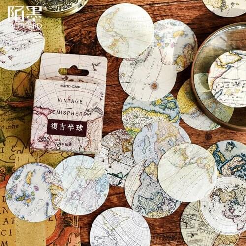 SaYing Retro Hemisphere Series Sticker Cute Round Life Notebooks And Journals Stationery Decoration Stickers School Accessories