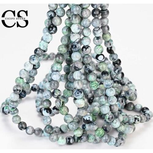 Light Green Fire Crystals Agates Beads Natural Round Loose Beads for Jewelry Making DIY Bracelet Charms 4/6/8/10/12 mm