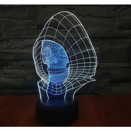 Cap Skull Brother Led 3d Night Lamp Creative Colorful Touch Charging Stereo Vision 3d Light Novelty Led Usb Led Night Light