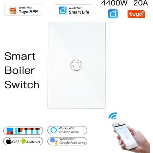 Tuya WiFi Smart Boiler Switch Water Heater Switch Smart Life/Tuya APP Remote Control Alexa Google Home Voice Control Glass Panel
