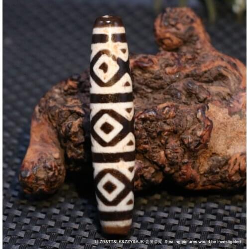 Treasure Unique Ultra Energy Magic Power Tibetan Old Agate 9 Diamond Eye Peak Long dZi Bead Totem Pendant 5AA Timestown UPD22