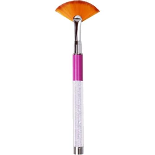 Fan Gradient Art Brush with Crystal Handle Powder Remover Cleaner Pen